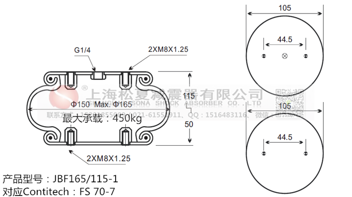 JBF165/115-1橡膠<a href='http://kangkangbao.com/' target='_blank'><u>空氣彈簧</u></a>