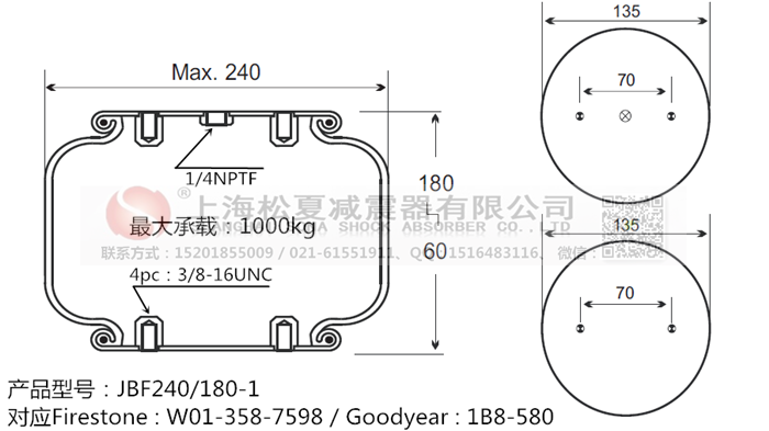 JBF240-180-1橡膠<a href='http://kangkangbao.com/' target='_blank'><u>空氣彈簧</u></a>