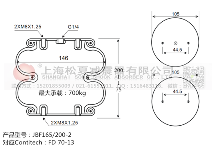 JBF165/200-2橡膠<a href='http://kangkangbao.com/' target='_blank'><u>空氣彈簧</u></a>