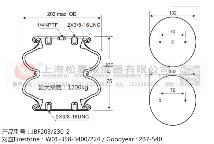 JBF203/230-2橡膠<a href='http://kangkangbao.com/' target='_blank'><u>空氣彈簧</u></a>