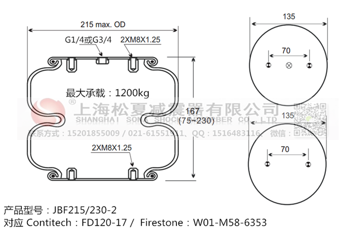 JBF215/230-2橡膠<a href='http://kangkangbao.com/' target='_blank'><u>空氣彈簧</u></a>