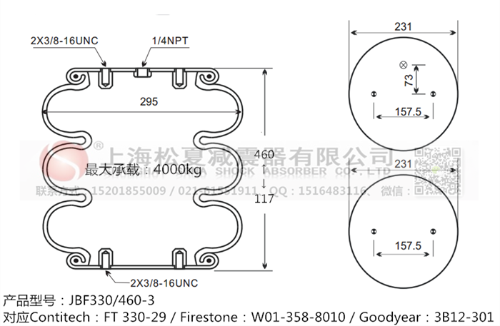 JBF330/460-3橡膠<a href='http://kangkangbao.com/' target='_blank'><u>空氣彈簧</u></a>