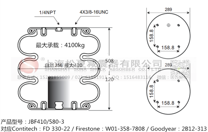 JBF410/580-3橡膠<a href='http://kangkangbao.com/' target='_blank'><u>空氣彈簧</u></a>